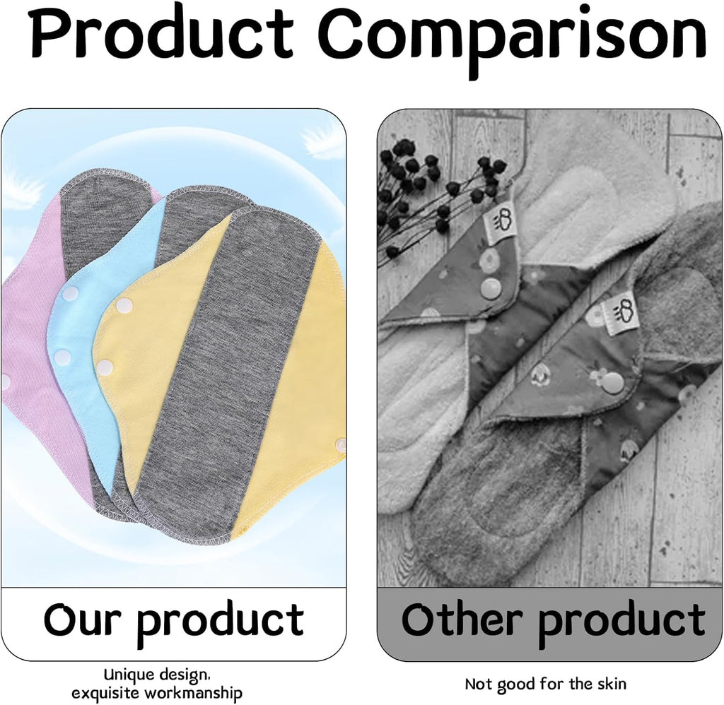 6 Pack Washable Sanitary Pads Reusable Cotton Cloth Pads for All Women