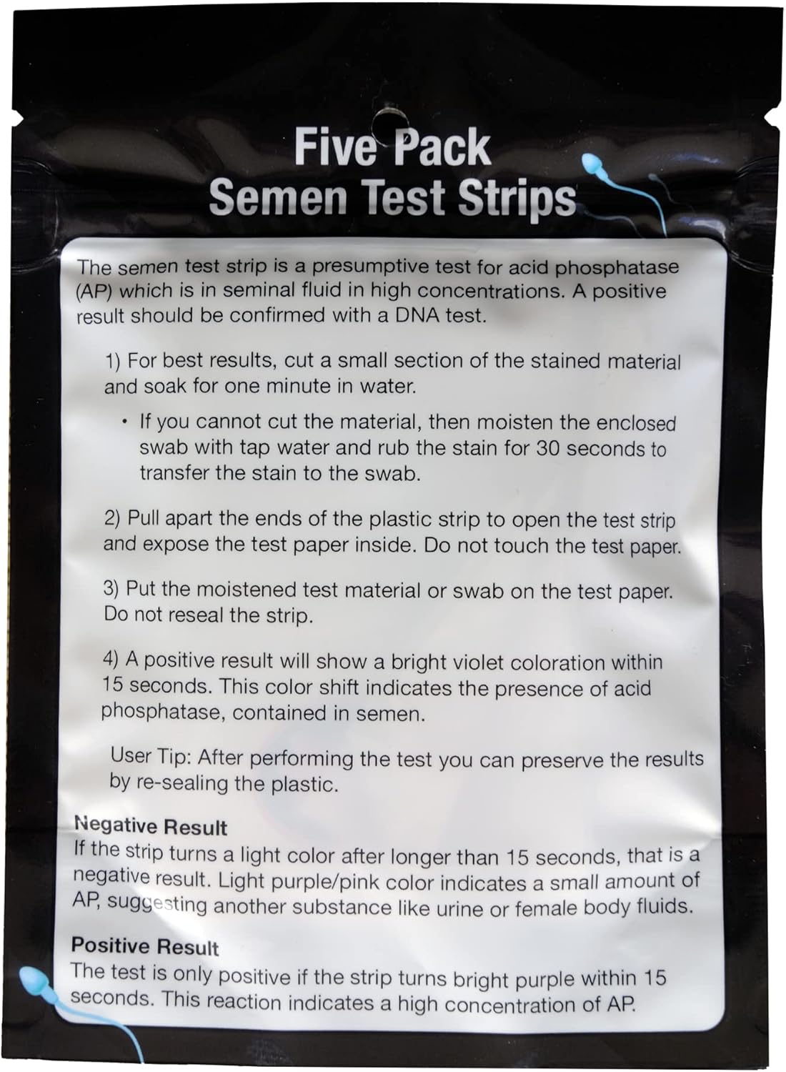 Crime Scene Semen Detection Test Strips, Infidelity Test Kit (Pack of 5)
