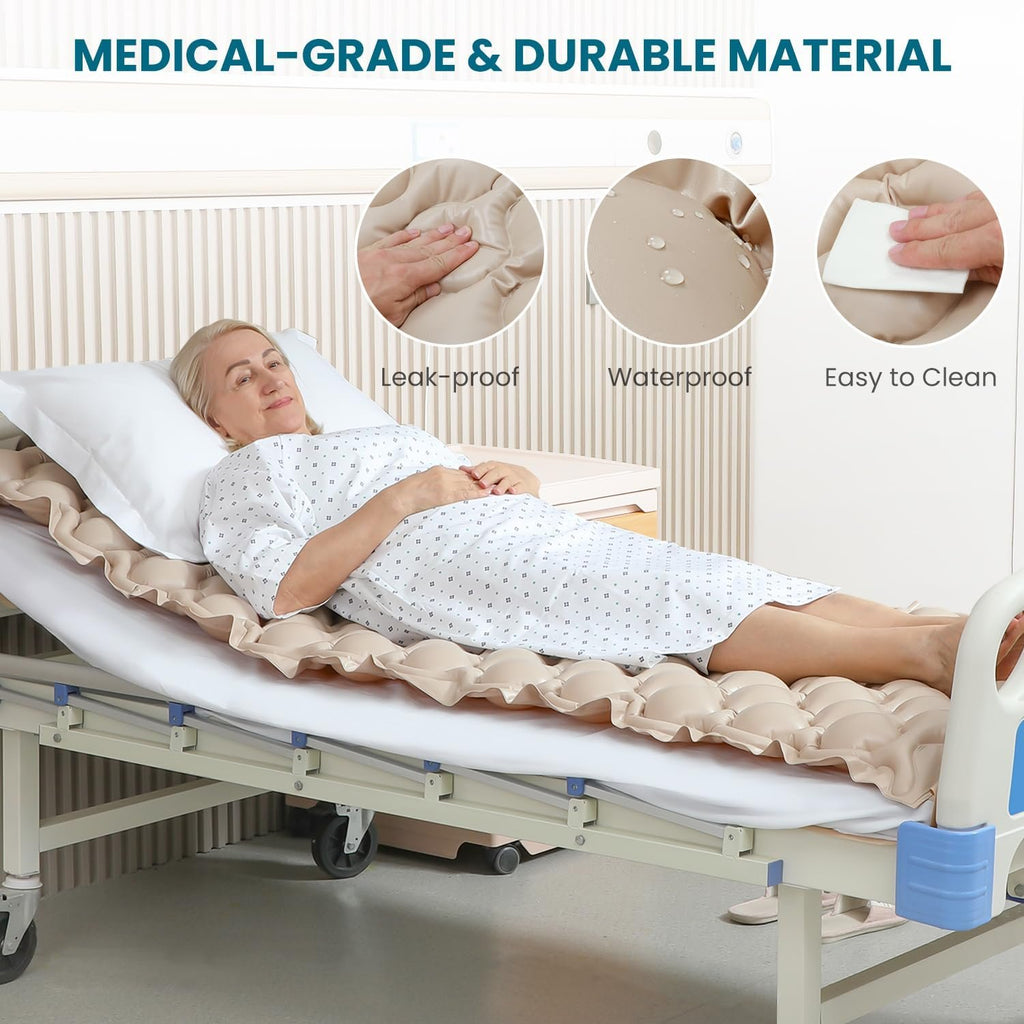 KEKOY Alternating Air Pressure Mattress Pad for Bed Sore Prevention | 130 Air Cells with Adjustable Quiet Pump, Waterproof Mattress Topper for Elderly, Bedridden Patients, Home and Hospital Care