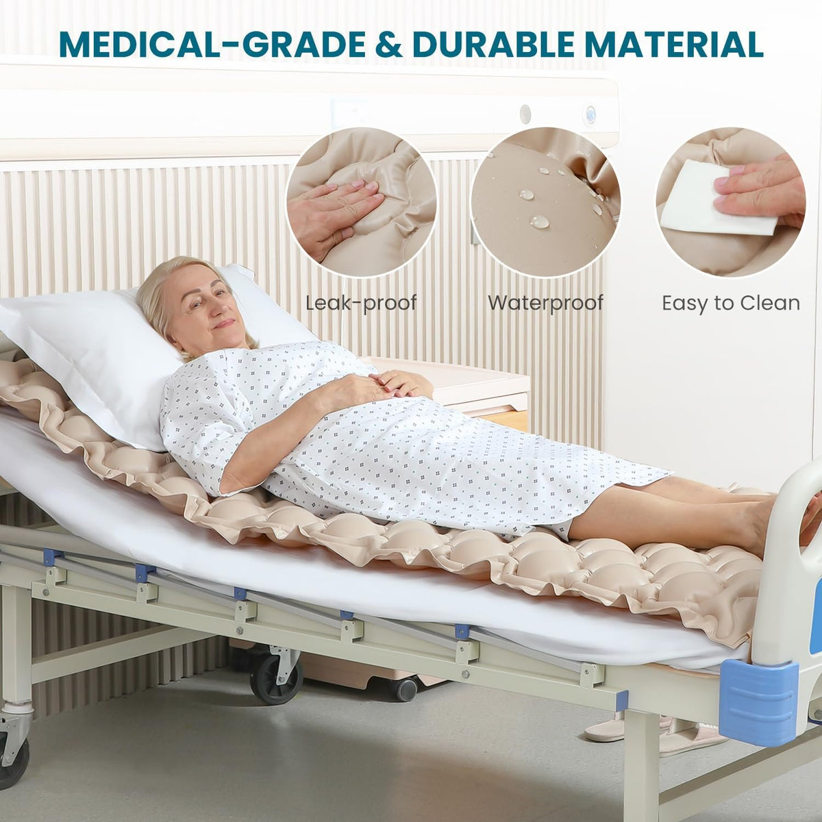 KEKOY Alternating Air Pressure Mattress Pad for Bed Sore Prevention | 130 Air Cells with Adjustable Quiet Pump, Waterproof Mattress Topper for Elderly, Bedridden Patients, Home and Hospital Care