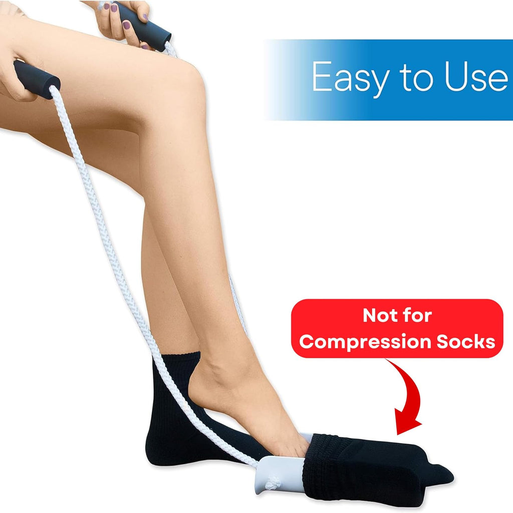 RMS Deluxe Sock Aid - Socks Helper with Foam Handles for Regular Socks | Help put on socks without bending, an independent dressing aid for limited mobility