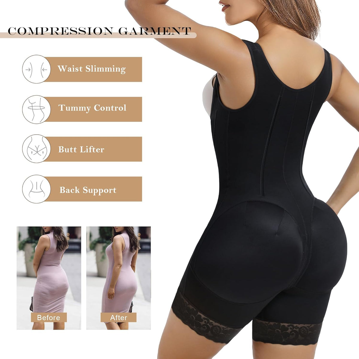 YIANNA Body Shaper Woman Slimming Colombian Fajas Reductoras with Steel Bones Shaper Tummy Postpartum
