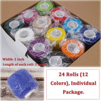24 Pack Self Adhesive Bandage Wrap 2 Inch, Athletic Elastic Non Woven Cohesive Bandage for Sports, Wrist, Ankle Sprains, Swelling and Vet Wrap (Rainbow)