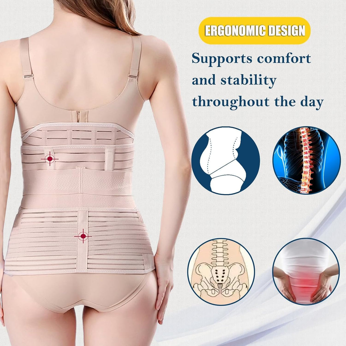 ChongErfei 3 in 1 Postpartum Belly Wrap Recovery Band Belt Abdominal Binder