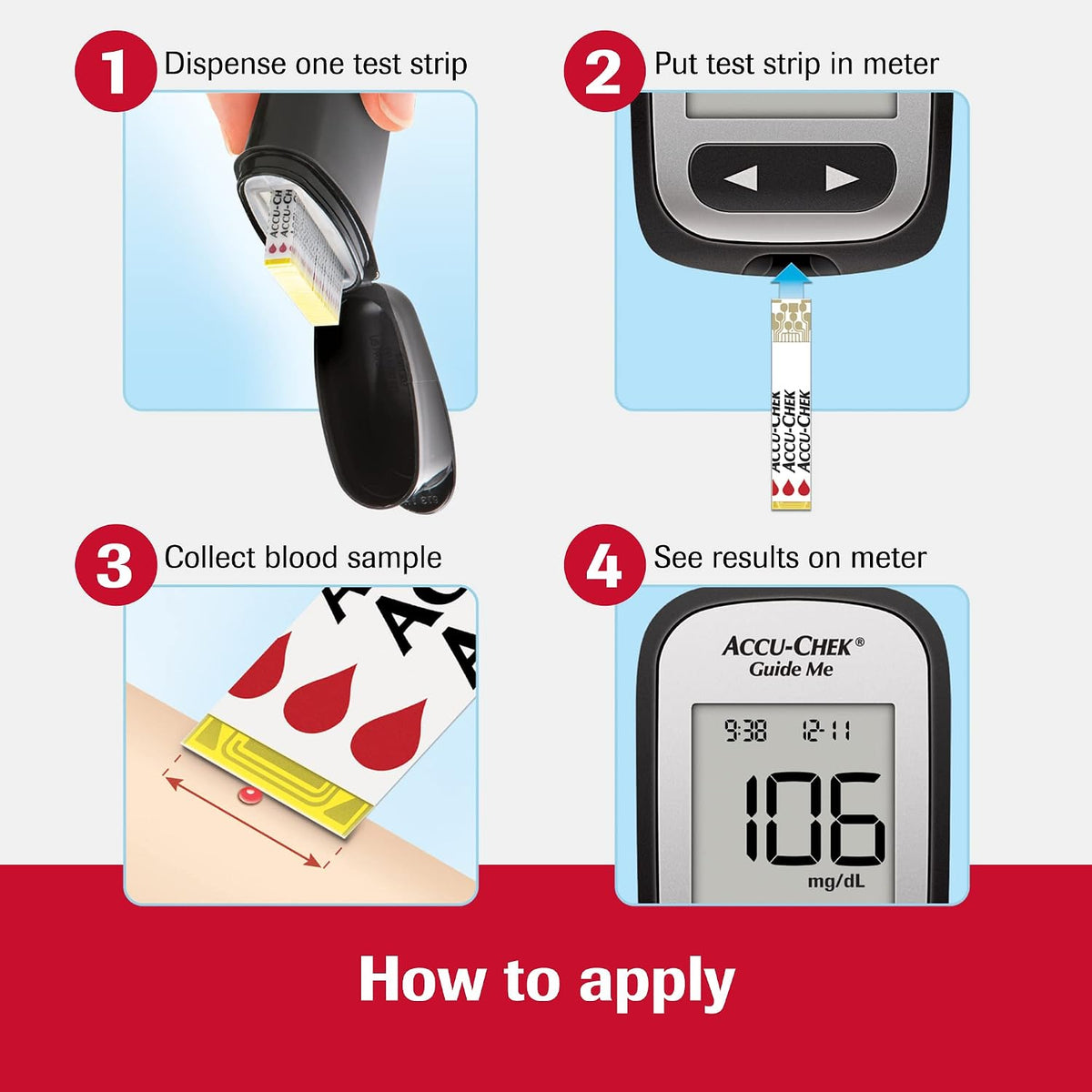 Accu-Chek Guide Glucose Test Strips, Pack of 100 | Diabetic Blood Sugar Testing