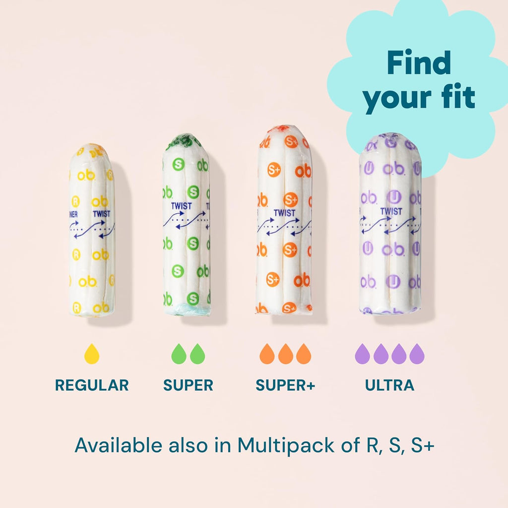 o.b. No Applicator Tampons Multipack (Regular/Super/Super Plus), 40 ct