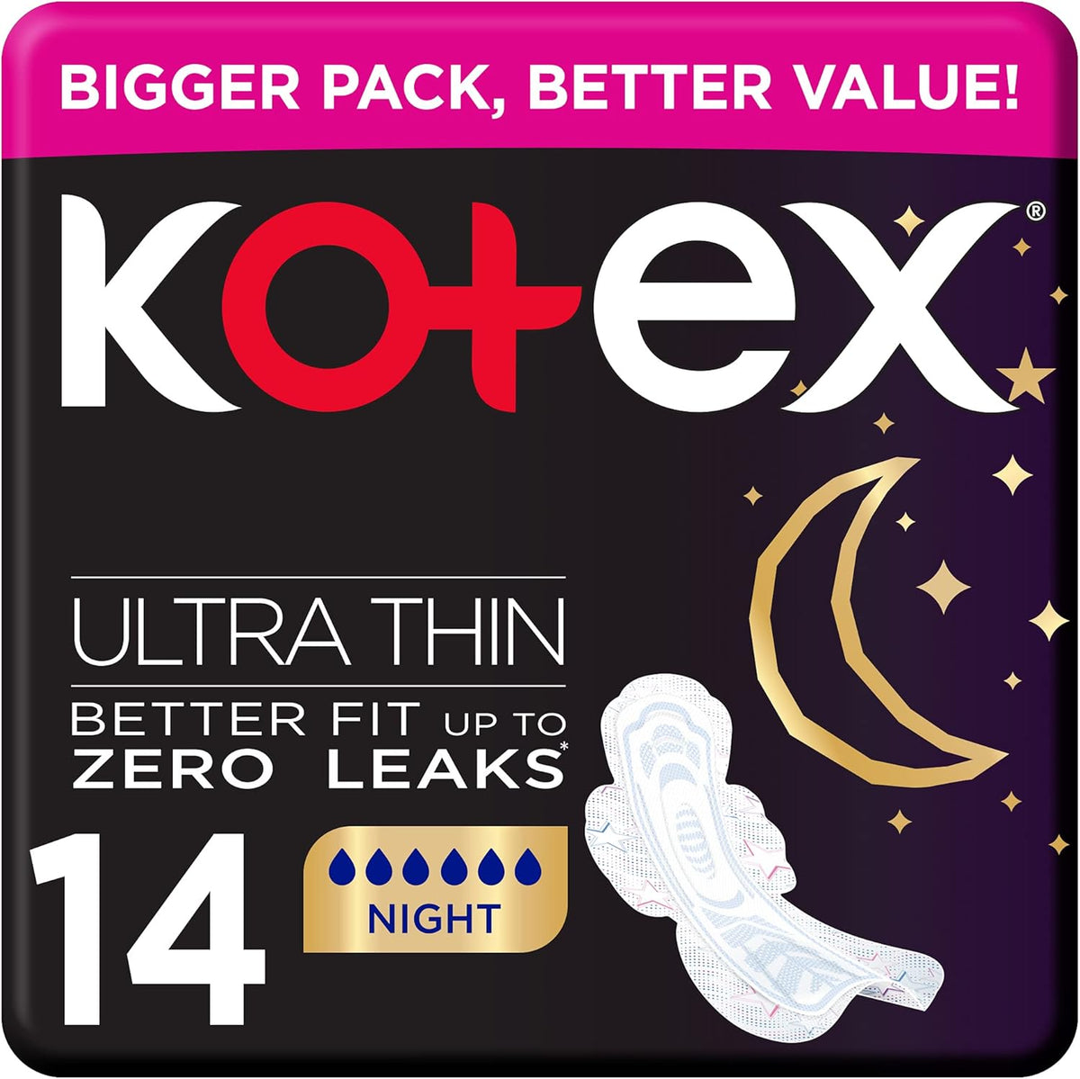 Kotex Sanitary Pads With Wings Overnight