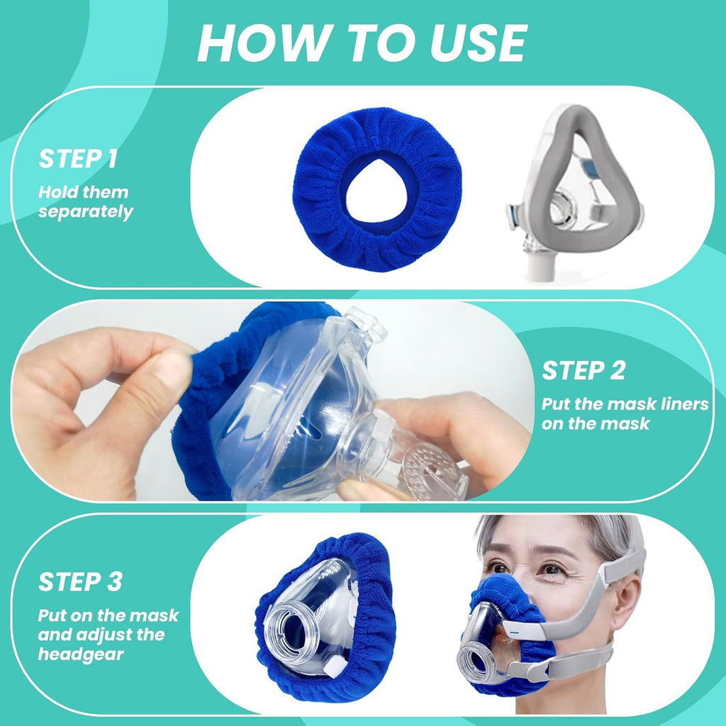 NATAKU 4-Pack Medium CPAP' Mask Liners Complitable for Resmed F20 Full Face Mask Cushions, Ultra-Soft Micro-Fleece Reduces Air Leaks & Pressure Marks, Reusable Mask Covers, Breathable for All-Night