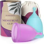 EcoBlossom Reusable Menstrual Cup Set - The Most Reliable Medical Grade Silicone Period Cups - Comfortably use for 12 Hours (Small & Large)