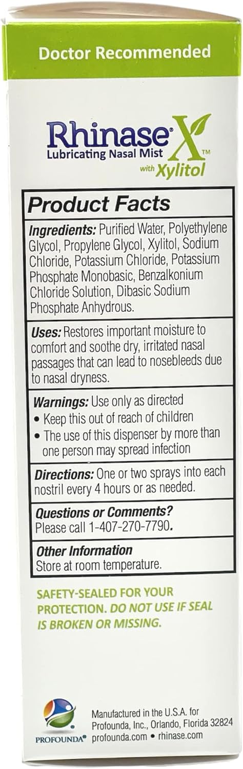 Rhinase X Lubricating Nasal Mist Spray with Xylitol | Long Lasting Symptom Relief from Nasal Dryness | Less Sneezing, Itchiness, Nasal drip and Congestion