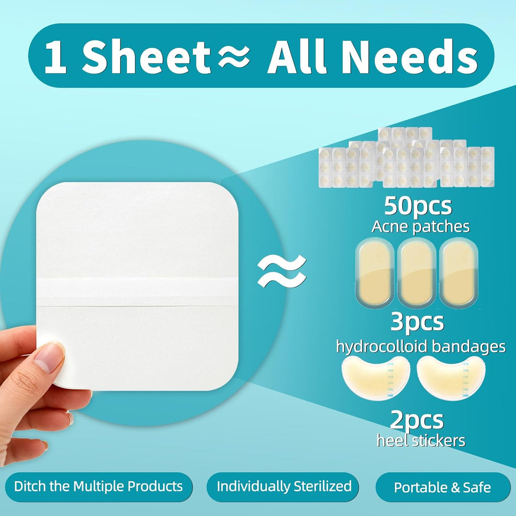 Dimora 20 Pack Hydrocolloid Wound Dressing, Ultra Thin 4" x 4" Large Patch Bandages with Self-Adhesive