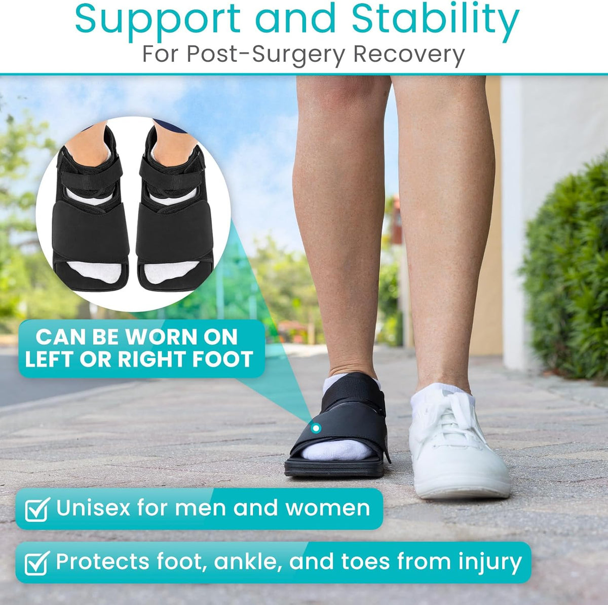 Vive Post Op Shoe - Lightweight Medical Walking Boot withAdjustable Straps - Post Injury Surgical Foot Cast - Durable Square Toe Orthopedic Support Brace for Broken Bone - Men, Women Fracture Recovery