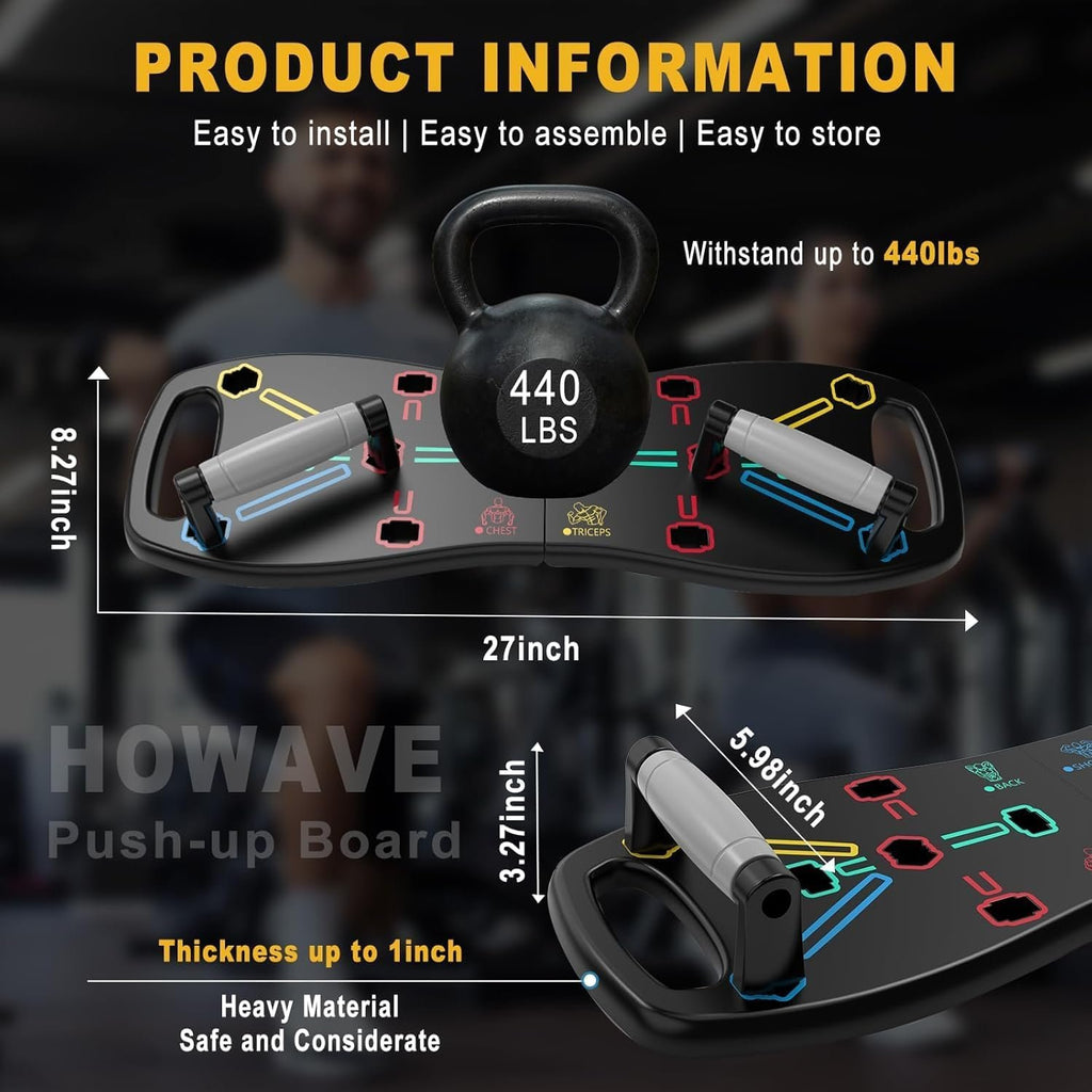 HOTWAVE Push Up Board, Portable Pushup Board for Men, Foldable Push Up Bar | Multifunctional Pushup Handles for Floor, Strength Training Equipment for Home Gym, Suitable for Beginners and Teenagers