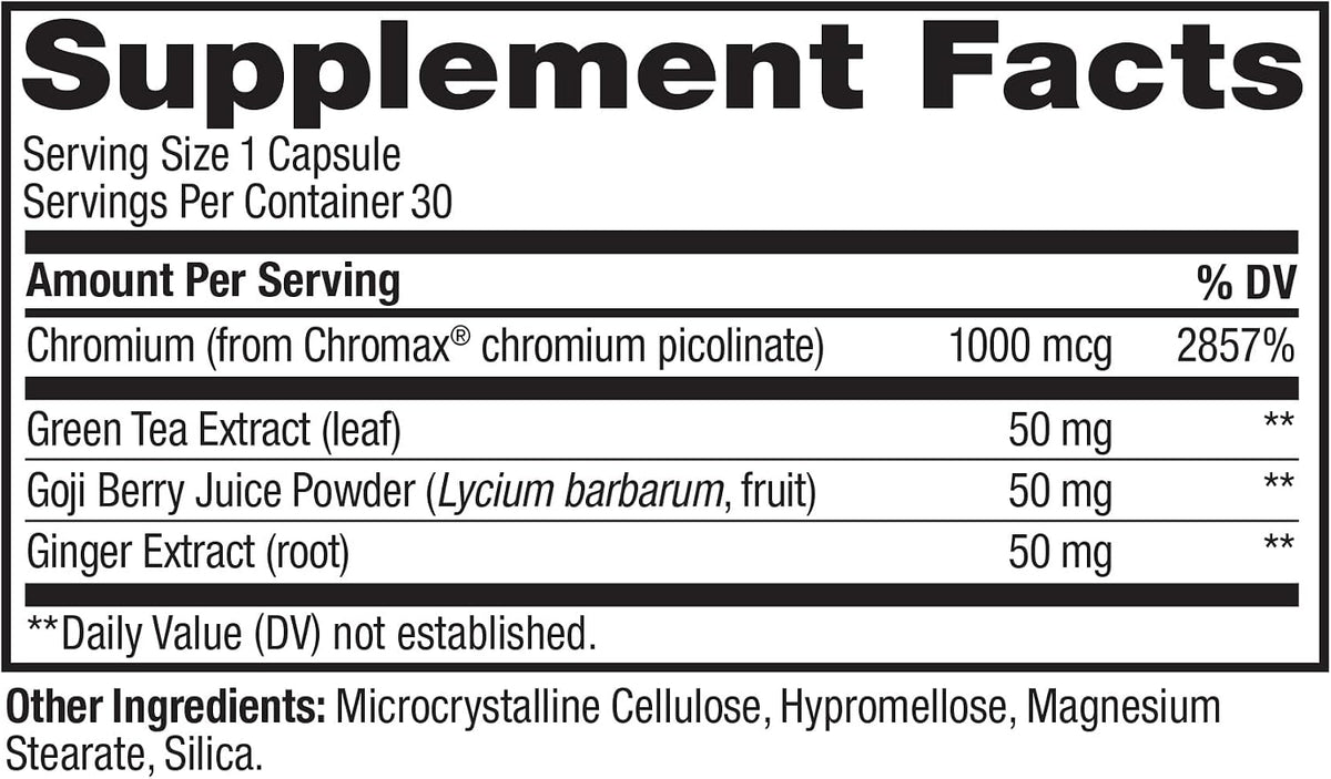 OLLY Combat Cravings, Metabolism & Energy Support Supplement,1000 mcg Chromium, Green Tea, Goji Berry, Ginger - 30 Count