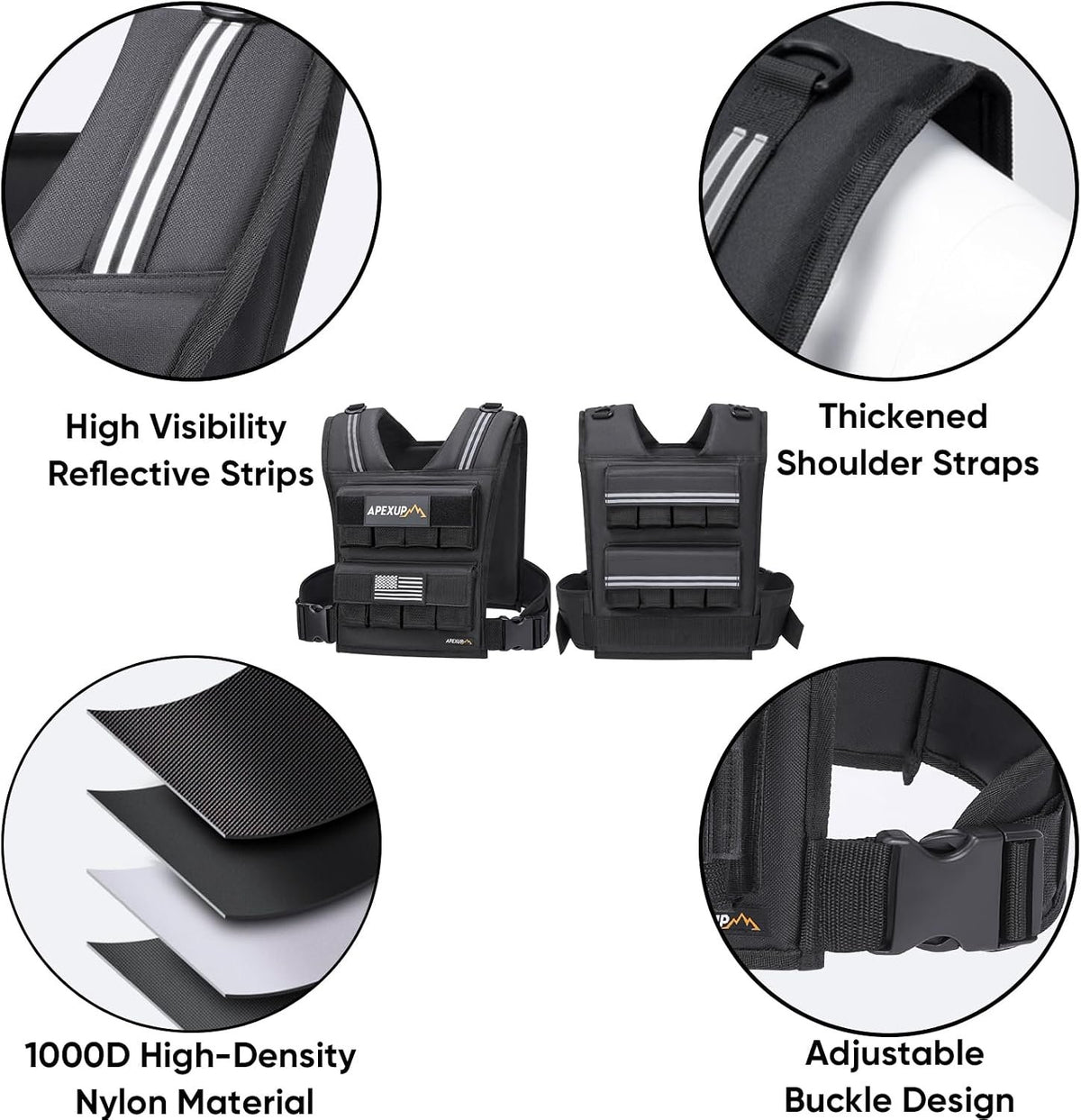 APEXUP Weighted Vest Men, Adjustable Weight Vest for Running