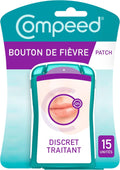 Compeed - Fever Herpes Patch, Discreet for Fast Treatment, Day and Night Care that Accelerate Healing - 15 Cold Sore Patches - Format (1.5 x 1.5 cm)