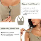 FEOYA Sports Bras for Women Zip Front Sports Bra X-Back Fitness Yoga Tank Tops Compression Bra High Impact for Running