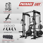 RitFit M1 Pro Smith Machine Cable Crossover Power Cage Home Gym | Dual 360 Cables, Barbell & Handles, LAT Pulldown, 1850LBS Weight Capacity