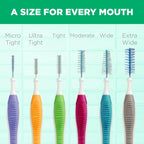GUM Proxabrush Go-Betweens Moderate Interdental Brushes, 10 Count (4 Pack) | Triangular soft bristles, Nylon-coated wire safe for braces & implants, Reusable with breathable travel cap, 10 days of use