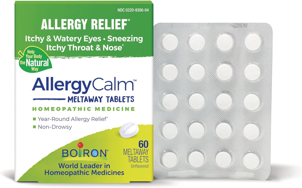 Boiron AllergyCalm Tablets for Relief from Allergy and Hay Fever Symptoms of Sneezing, Runny Nose, and Itchy Eyes or Throat - 60 Count