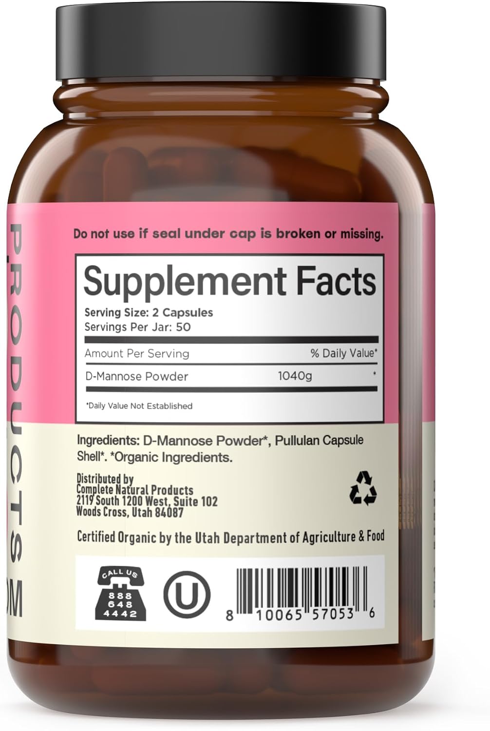 CNP | D Mannose Capsules 520mg - UTI Support, Bladder Urinary Tract Aid | Organic D mannose 520mg capsules for UTI support, urinary tract and bladder health; vegan non GMO, no fillers, kosher