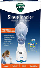 Vicks Sinus Inhaler for Sinus Relief, Works with VapoPads (1 Included) | Plug-in Non-Medicated Steam Inhaler for Allergies, Congestion & Colds, Vocal Steamer, Soothes Nasal & Throat Passages