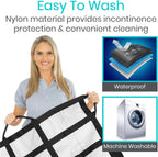 Vive Transfer Blanket with Handles 77” x 38.5” - Bed Positioning Pad, Straps - Reusable, Washable Patient Lifting Device Body Lift, Turning, Sliding Moving - Caregiver, Family Aid, Bedridden, Elderly