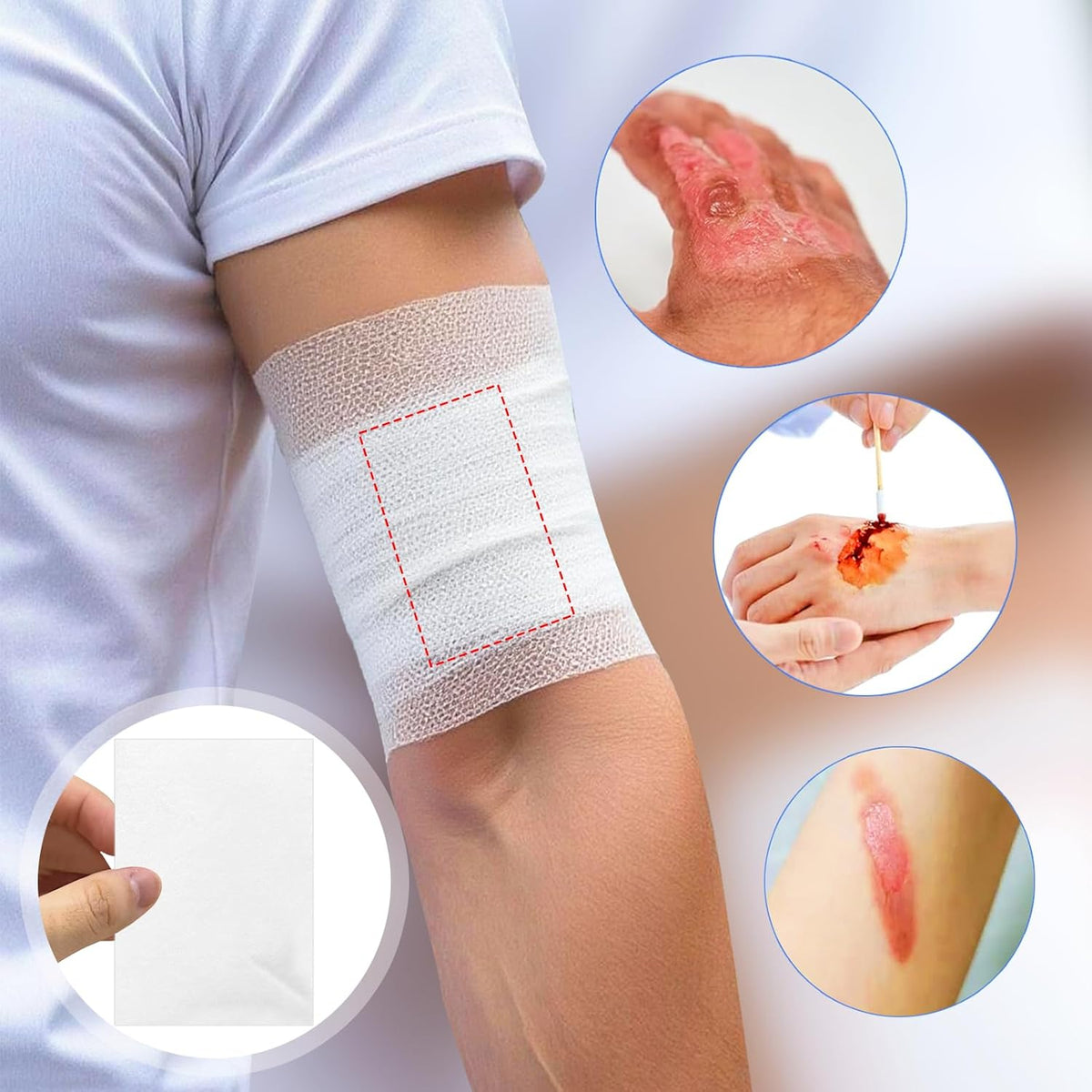 Non-Stick Wound Dressing Pads, 5 CM x 7.5 CM, Pack of 10, Sterile Highly Absorbent Wound Care Individually Wrapped Dressings