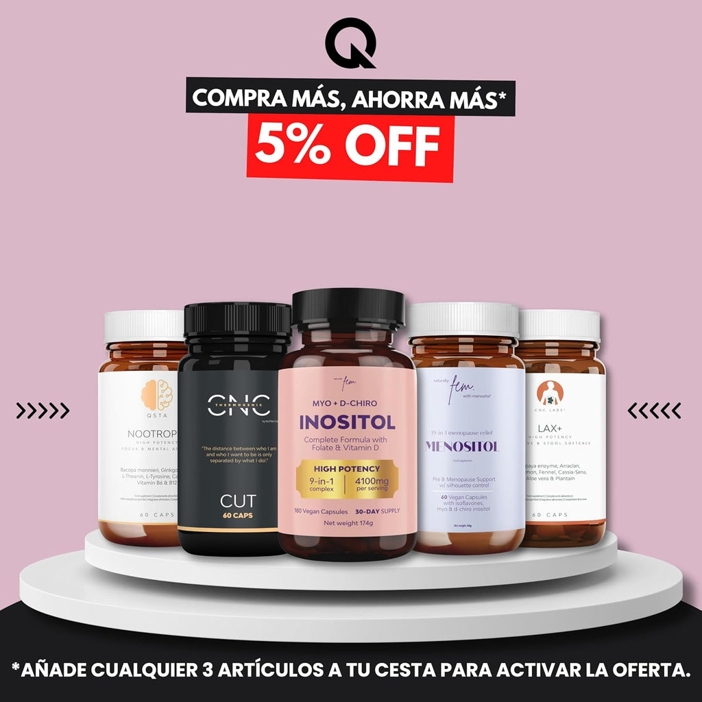 Inositol Myo and D-Chiro PCOS 4100MG - Metabolic Function, Hormone Balance and Psychological Wellness - 9 in 1 with Folate 5-MTHF, Chromium, Zinc, Vitamin B6, B12 and D3, Myo Inositol