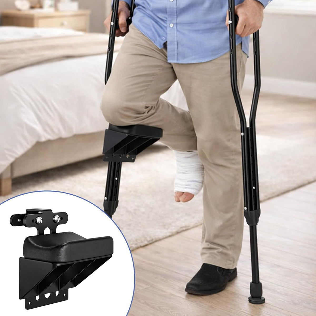 Knee Support for Crutches, Adjustable Leg Support for Post-Surgery Recovery, Comfortable Cushion for Injuries and Fractures
