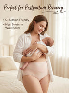 newnice High Waisted Cotton Underwear Women 4 Pack Soft Postpartum Panties Full Coverage Breathable C Section Tummy Control Briefs
