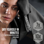 VENTURE 4TH Quick Dry Microfiber Towel for Camping & Gym - Black XL | Lightweight, absorbs 7x more than cotton, dries fast & resists odor. Packable Travel Towel with tear-resistant carry bag.