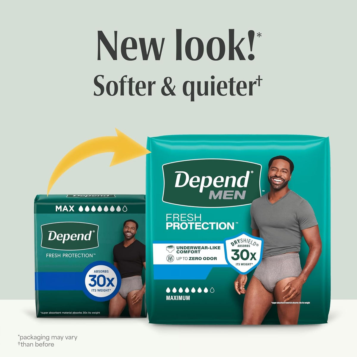 Depend Fresh Protection Adult Diapers, Incontinence Underwear for Men, Disposable, Maximum, Small/Medium, Grey, 80 Count (2 Packs of 40), Packaging May Vary