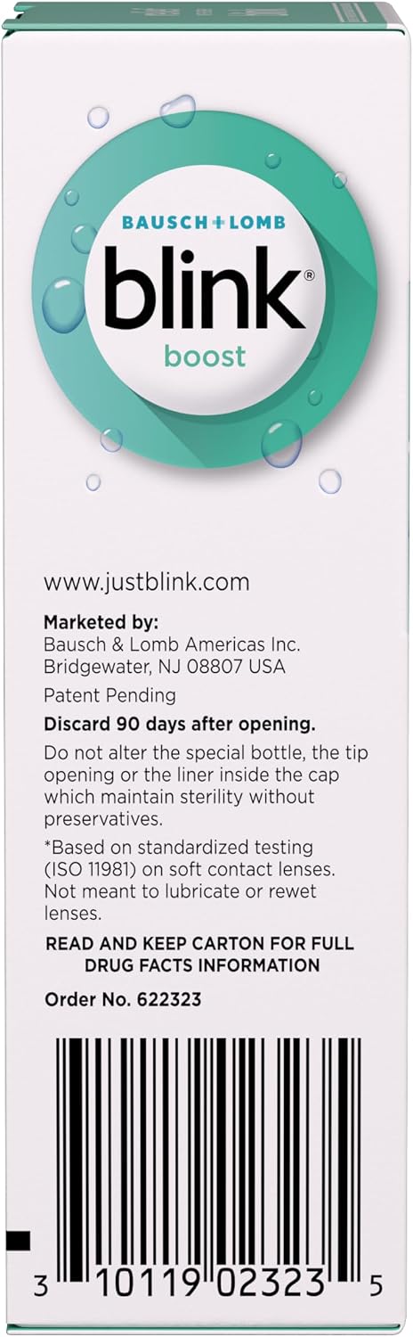 Blink Boost Preservative-Free Lubricating Eye Drops, Moisturizing & Soothing for Mild Dry Eyes, with Hyaluronate, Hydrating Relief Instant Comfort Throughout the Day, Contact Lens Friendly, 0.34 FL Oz