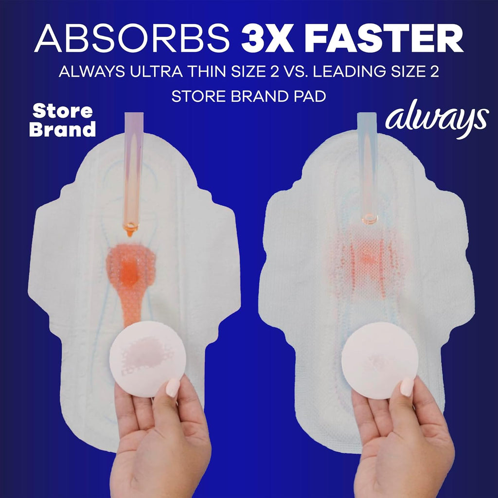 Always Ultra Thin Size 5 Extra Heavy Overnight Pads with Wings Unscented, 34Count, (Pack of 34)
