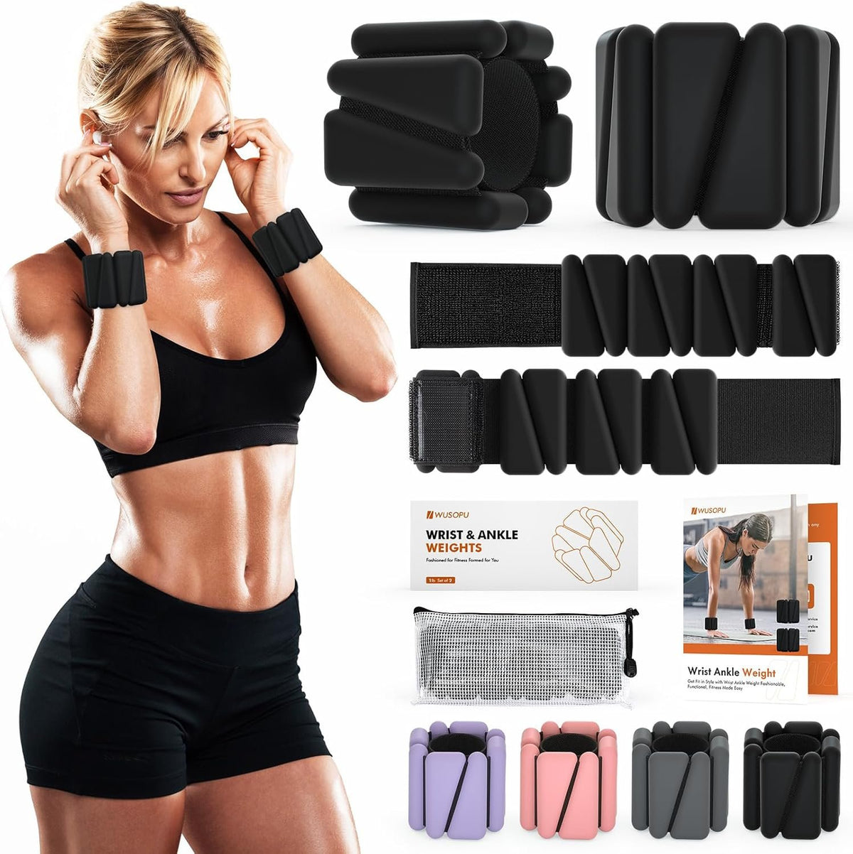 Wrist Weights, Ankle Weights for Women Men, Adjustable Wrist Weighted Bracelet for Home Gym Workout, Running, Yoga, Exercise, Strength Training