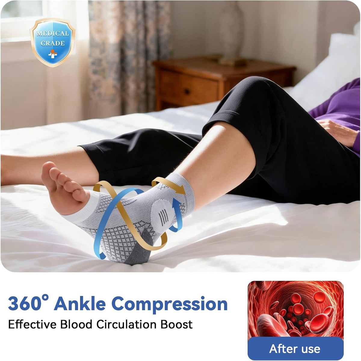 3 Pairs Neuropathy Socks for Women & Men, Toeless Compression Socks