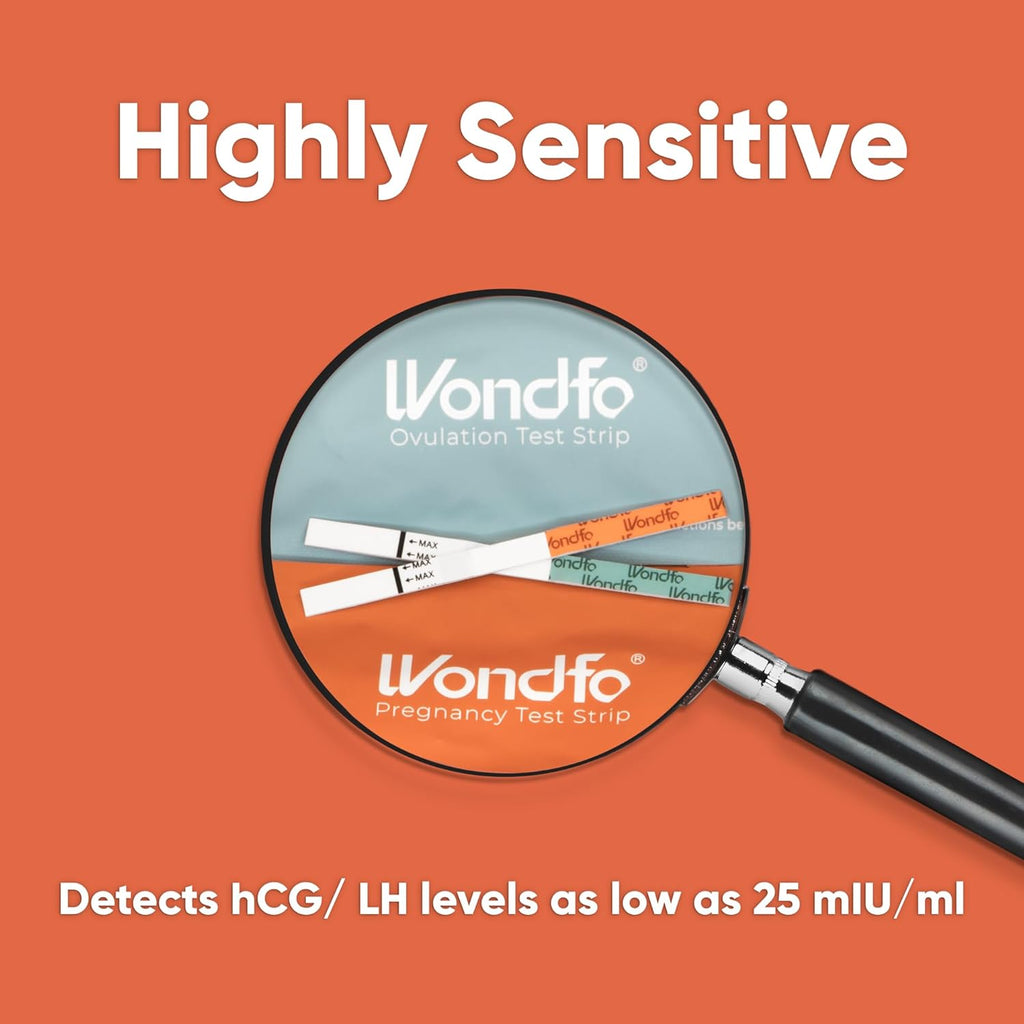 Wondfo 50 Ovulation Test Strips and 20 Pregnancy Test Strips Kit - Rapid Test Detection for Home Self-Checking Urine Test (50 LH + 20 HCG)