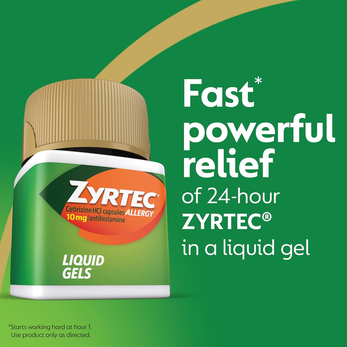 Zyrtec 24-Hour Allergy Relief Liquid Gels, 10 mg Cetirizine HCI, 40+3 ct