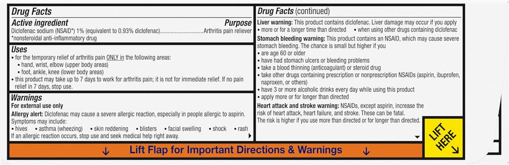 Voltaren Arthritis Pain Gel, Diclofenac Pain Relief Cream, 50 g Tube | Prescription Strength Topical Arthritis Pain Relief with Diclofenac, Targets Inflammation, Improves Mobility, Easy Open Cap