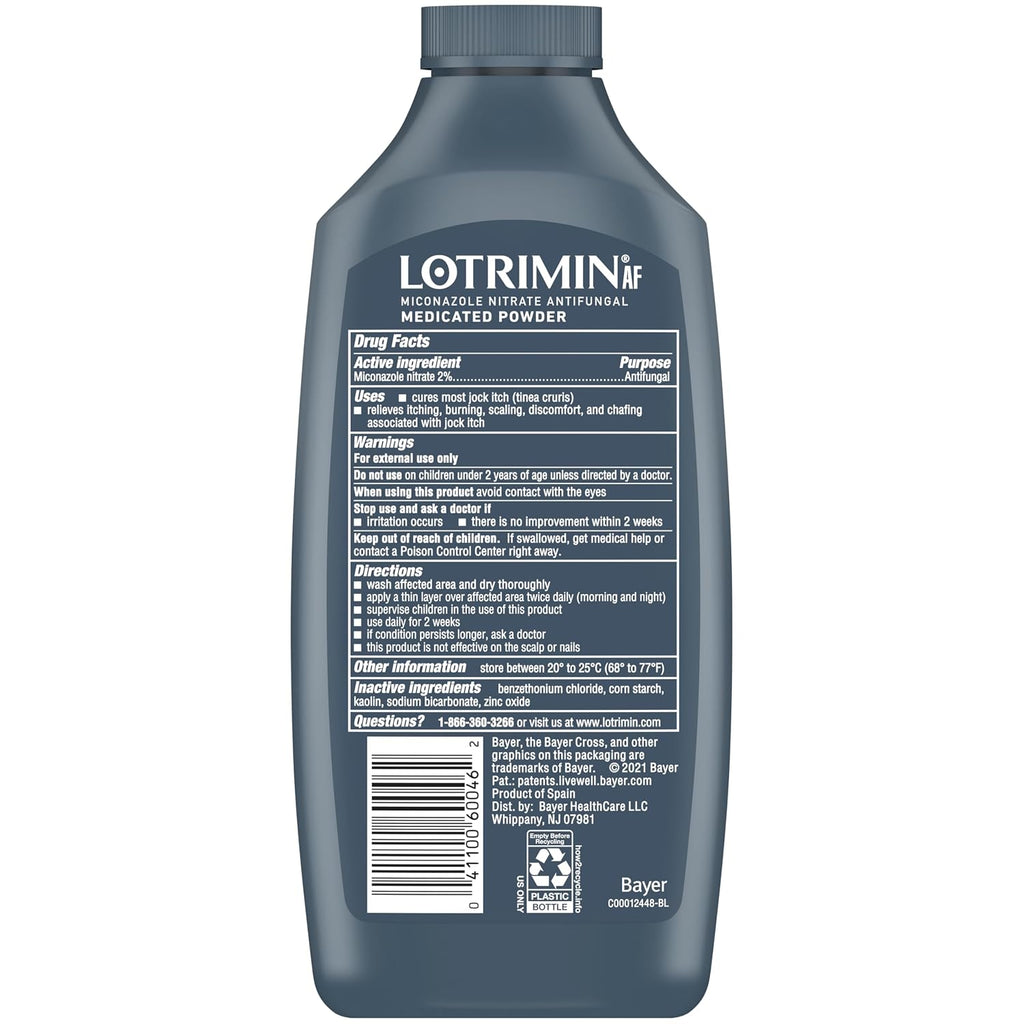 Lotrimin Antifungal Jock Itch Medicated Powder with Miconazole Nitrate, Jock Itch Treatment for Men, Women, and Kids Over The Age of 2, 6.25 oz Bottle