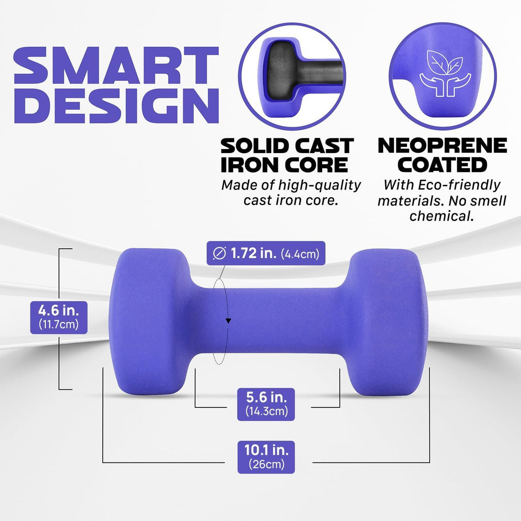 Yes4All Neoprene Dumbbells, Pairs and Sets with Rack for Home Workouts
