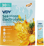 Sea Moss Electrolytes Powder Packets - Hydration Packets Sugar Free - Electrolyte Packets with 30 Sticks - Zero Sugar & 0 Calorie - Keto Friendly - Gluten Free Drink Mix - Mango Pineapple