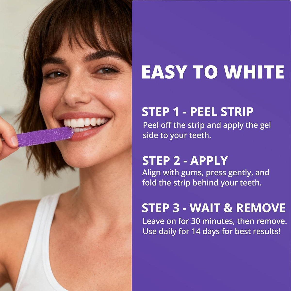 SAKYPRORAL Whitening Strips, Long-Lasting Results, Enamel Safe & Low-Sensitivity, Purple Tooth whitening, Professional Teeth Whitening Strips with Non-Slip Dry Strip Technology, 14 Count (Pack of 1)