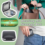 Hearing Aid Travel Case, Hearing Aids Case Hard Pocket Size Small Splashproof 2.16"*2.04"*0.39" Cushioned Interior for 2 Hearing Aids, ITE, RIC, CIC Storage Box (Black)