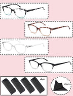 Reading Glasses Women Ladies Readers +5.00 Stylish Women's Magnifying Cheaters Glasses 4 Pack Lightweight Comfortable Fit