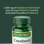 Nature's Bounty Cranberry Pills for Women Urinary Tract Health, Cranberry Supplements with Concentrate & Vitamin C, 120 Softgels
