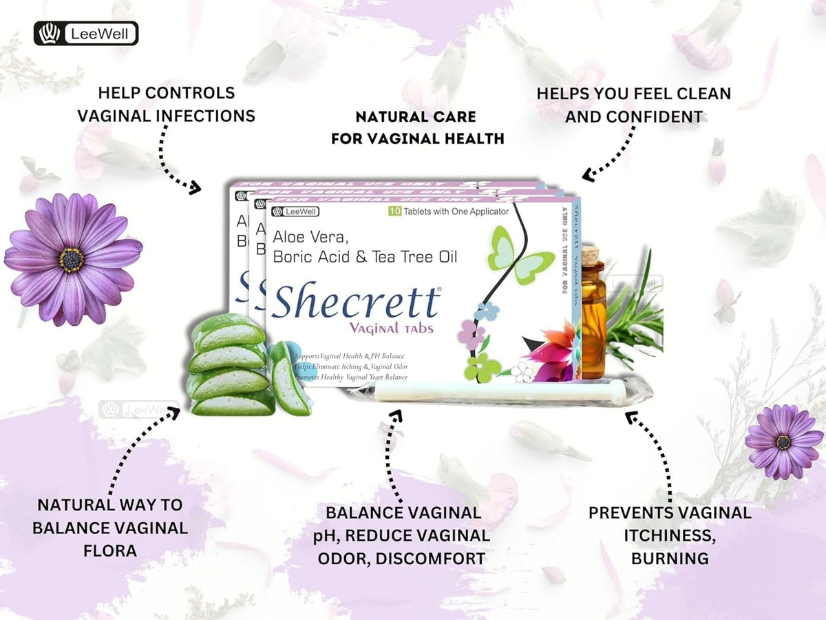 Vaginal Boric acid 600mg Suppositories for Women | Reduces Itching, Yeast infection, Burning, Odour, Balance pH | Tea Tree Oil, Aloe Vera | Natural Vaginal Probiotics | Ayurvedic White Discharge aid | Intimate Wash - 30 tablets +3 Applicators