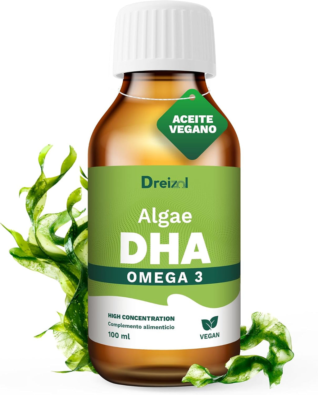 by Brudy Lab - Algae DHA - High Concentration Vegan Omega 3 Oil from Microalgae, DHA with Vitamin E - Lemon & Mint Flavor - Gluten & Dairy Free - 100ml