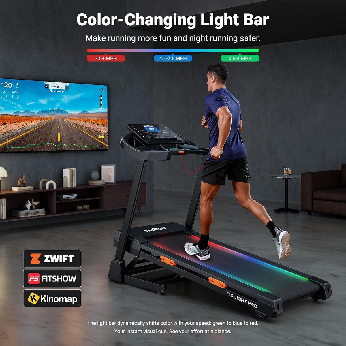 THERUN 20% Auto Incline Treadmill 12MPH with APP 3.5HP Foldable